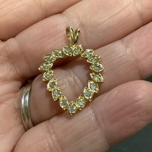 Gold Heart-Shaped Pendant with Crystals